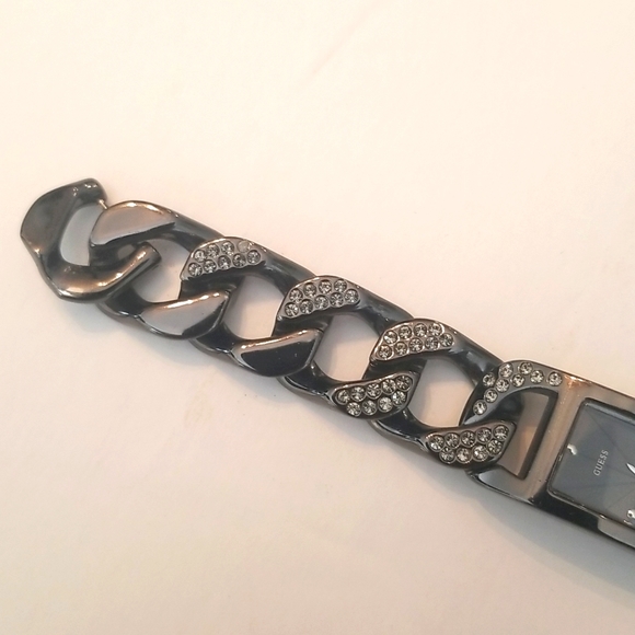 GUESS Ladies Chain Link Rhinestone Watch - Picture 7 of 8